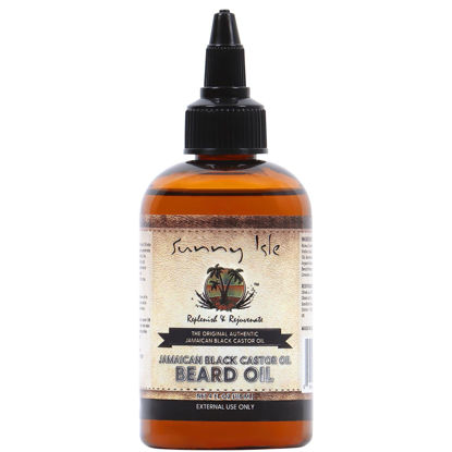 Picture of Sunny Isle Jamaican Black Castor Oil Beard Oil 4oz | Conditioning Growth Oil for Thicker Facial Hair | Softens, Strengthens Beards & Mustaches | Hydrates Skin