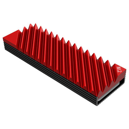 Picture of M.2 Heatsink Cooler, NVMe M.2 2280 SSD Double-Sided Heat Sinks with Silicone Thermal Pad for PC/PS5 (Red)