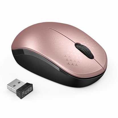 Picture of seenda Wireless Mouse, 2.4G Noiseless Mouse with USB Receiver Portable Computer Mice for PC, Tablet, Laptop, Notebook - Rose Gold&Black