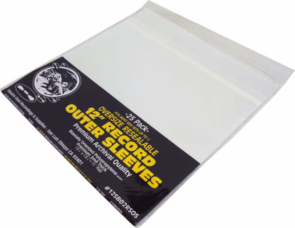 Picture of (25) 12" Resealable Oversize Record Outer Sleeves - Super Clear Premium 2 Mil Thick Archival Quality BOPP - 13-7/8" x 13-1/4" + 1-5/8" Flap - FITS Most Box Sets UP to 7/8" Thick #12SB02RSOS