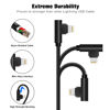 Picture of iPhone Cable 5 Pack(3/3/6/6/10FT) MFI Certified iPhone Cable Lightning Fast Charger Nylon Braided Data Cord 90 Degree Elbow for Game Video Compatible with iPhone 12 11 Pro Max XR XS Max iPod (Black)