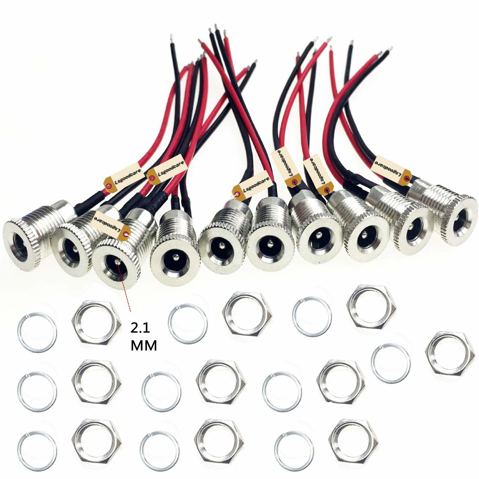 10 Stück DC Power Jack 5,5x2,1mm Mit Kabel & Stecker - Elektronik Zubehör Set