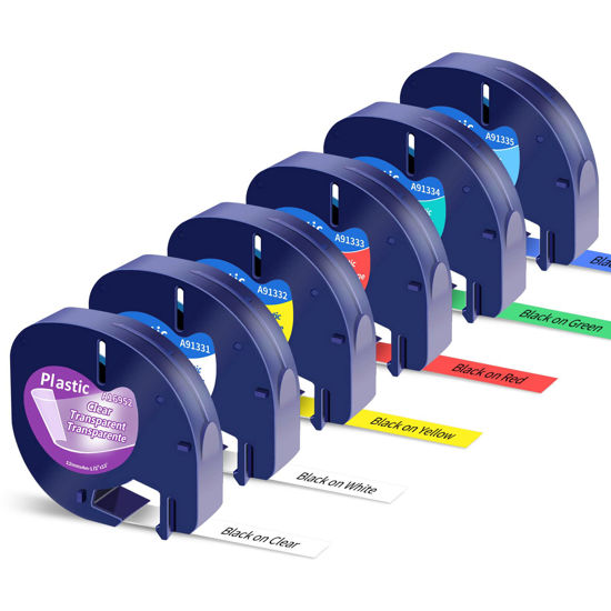 6-Pack Dymo Label Maker Refills – 12mm X 4m Plastic Tapes, Compatible With LetraTag LT100H, LT100T, QX50 & More