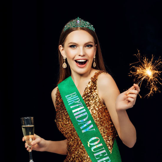 GetUSCart "Birthday Queen" Sash and Crystal Tiara Set Tiara and Crowns