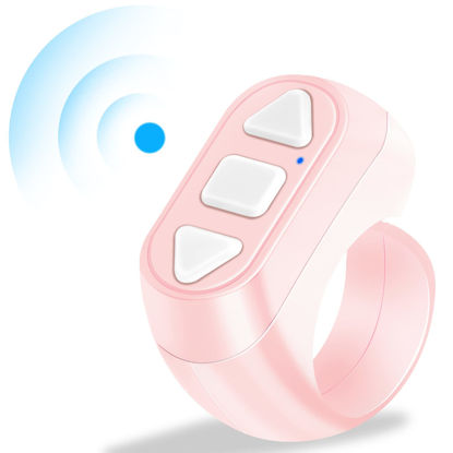 Picture of Remote Control for TIK Tok Page Turner, Chrxbei Bluetooth Photo Clicker Selfie Button Camera Video Remote Recording, Scrolling Ring for TikTok, Kindle App, iPhone, iPad, Phone, iOS, Android - Pink