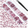Picture of 2000 Pieces Flat Back Gems Rhinestones 6 Sizes (1.5-6 Mm) Round Crystal Rhinestones with Pick up Tweezer and Rhinestones Picking Pen for Crafts Nail Clothes Shoes Bags DIY Art (Pink)