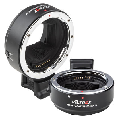 Picture of VILTROX EF-NEX IV Lens Adapter, Auto-Focus EF to E Mount Ring Lens Automatic Converter Control Ring Compatible with Canon EF/EF-S Lens to Sony E Mount Camera NEX A9II A7III A9 A7RIII A7RII A7R A7m3