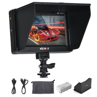 Picture of VILTROX DC-70 II 7 inch Camera Field Monitor, 4K HDMI AV Input/Output Camera Video Monitor Kit with Sunshade Hood/Battery, Peaking Focus Assist Filming Video Monitor for DSLR Cameras Camcorder