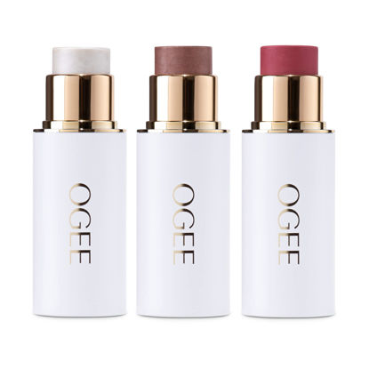 Picture of Ogee Face Stick Trio - Contour Stick Makeup Collection - Certified Organic Bronzer, Blush Stick, and Highlighter Stick for a Flawless Look