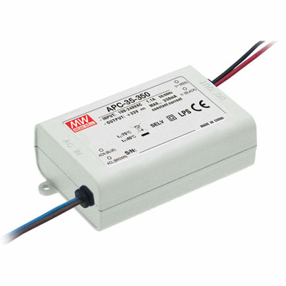 Picture of MEAN WELL Constant Current Mode Switching LED Driver Power Supply, 350mA 28-100VDC 35 Watt - APC-35-350
