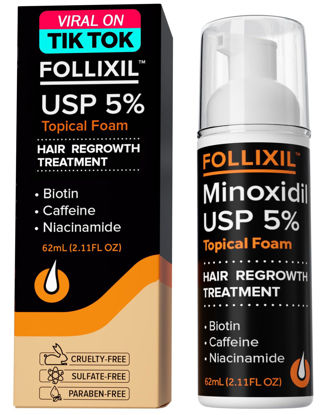 Picture of 5% Minoxidil for Men - Hair Growth Topical Infused with Biotin, Caffeine, Niacinamide, Glycerin - Hair Regrowth Treatment For Stronger and Longer Hair - Stops Hair Thinning (1 Month Supply)