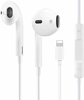 Picture of Lighting Connector Earphone Earbuds Wired Headphones Headset with Mic and Volume Control,Compatible with iPhone 12/11/ Mini/Pro Max/Xs/XR/X/7/8/8?