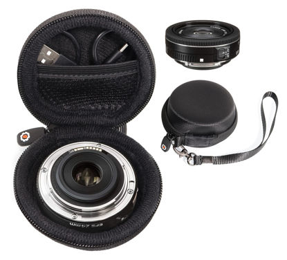 Picture of WGear Semi-Hard Lense Case for DSLR Camera Lens (Canon, Nikon, Sony, Pentax, Olympus, Panasonic,etc), Medium Size with Carabiner, lens cleaning wipe (Black Medium) (Black X-Small)