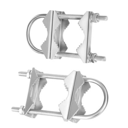 Picture of Slinkdsco Double Antenna Mast Clamp Heavy V-Jaw Bracket U Bolts Pipe Mounting Hardware for TV CB Ham Antenna Parasols Flags and Fishing Rods, Yagi WiFi Antenna Helium Miner Lora Antenna（2 Sets
