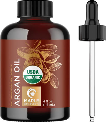 Picture of Certified Organic Argan Oil of Morocco - Organic Argan Oil for Hair Skin and Nails Cold Pressed and Unrefined - Organic Argan Oil for Face and Body Care and Organic Hair Oil for Dry Damaged Hair