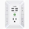 Picture of USB Wall Charger，LVETEK Surge Protector 5 Outlet Extender with 4 USB Ports (1 USB C Outlet) 3 Sided 1680J Power Strip Multi Plug Outlets Wall Adapter Spaced for Home Travel Office ETL Listed