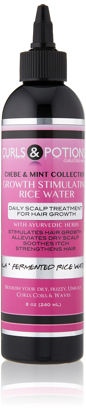 Picture of Curls & Potions Chebe Rice Water - Fermented Rice Water Infused with Chebe Powder for Hair Growth, Hair Loss, Length Retention, Alopecia - PH Balanced - 8OZ