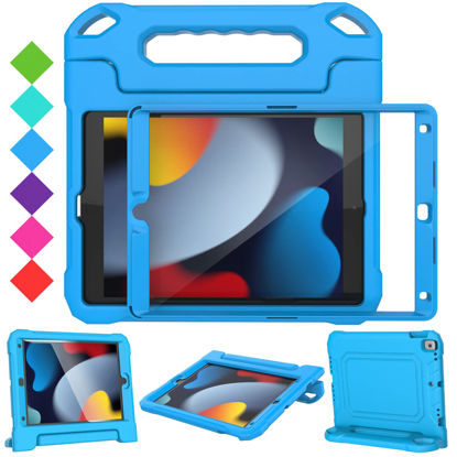 Picture of SUPLIK Kids Case for iPad 9th/8th/7th Generation(10.2 inch, 2021/2020/2019), iPad 10.2 Case with Screen Protector, Durable Shockproof Protective Handle Stand Case for Apple iPad Gen 9/8/7, Blue