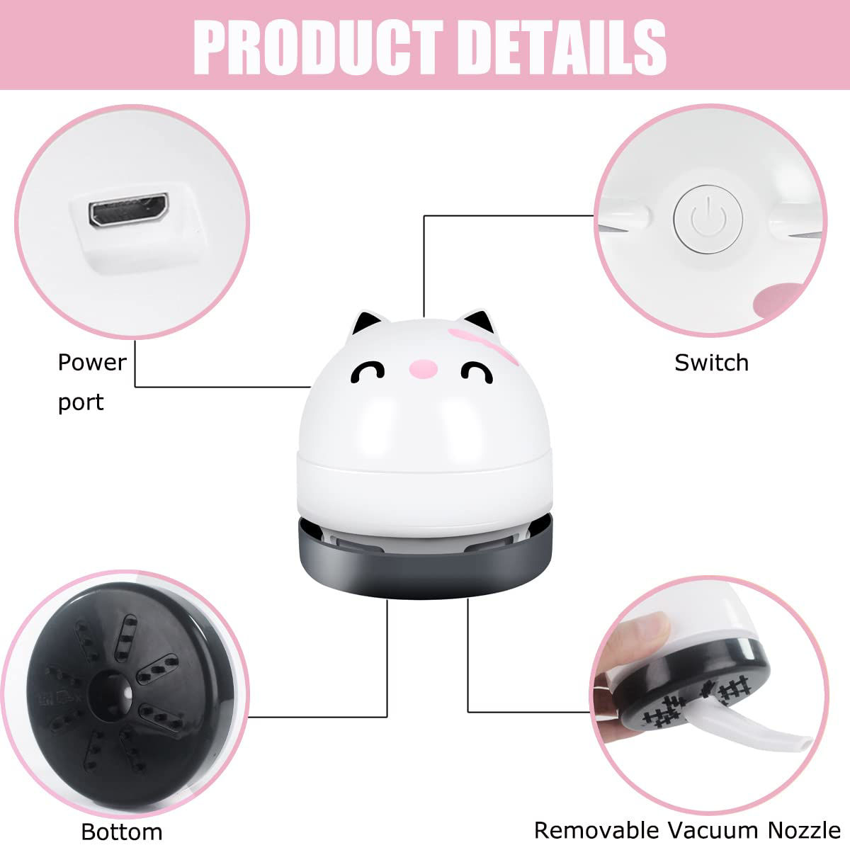 GetUSCart- YUNYILAN Mini Desktop Vacuum Cleaner, Portable USB Vacuum ...