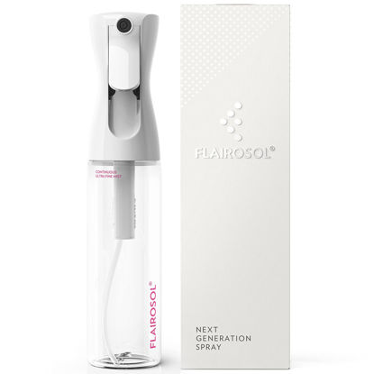 Picture of FLAIROSOL - The Original, Continuous Ultra Fine Mist Spray Bottle, Multi-Tasking Marvel for Hair, Skin, Home, Pet Care and more, Refillable and Reusable (10.1oz) (Clear Bottle-Pink Print)