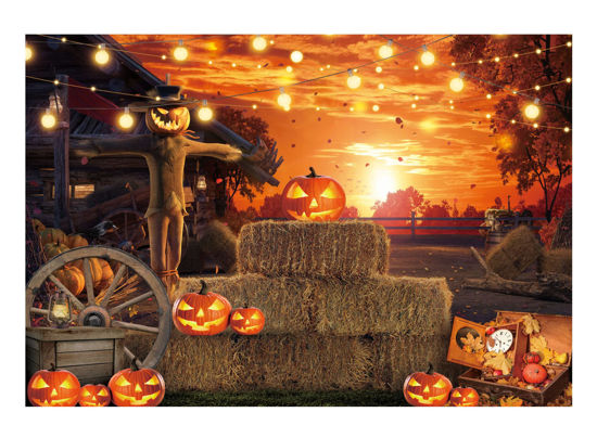 Msocio 5x7ft Polyester Halloween Backdrop Moonlight Pumpkin Fallen Leaves Photography Background For Birthday Baby Shower Trick Or Treat Party Decoration Banner Photo Studio Props