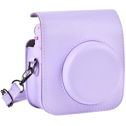 Picture of SAIKA Protective & Portable Case Compatible with Fujifilm for Instax Mini 12 Instant Camera with Accessories Pocket and Adjustable Strap-Purple