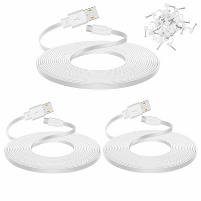 Picture of Smays 3-Pack 25ft Micro USB Flat Power Cable Compatible with Wyze Cam Pan, Yi Cam, Nest Cam, Blink XT Mini, Zmodo Security Camera