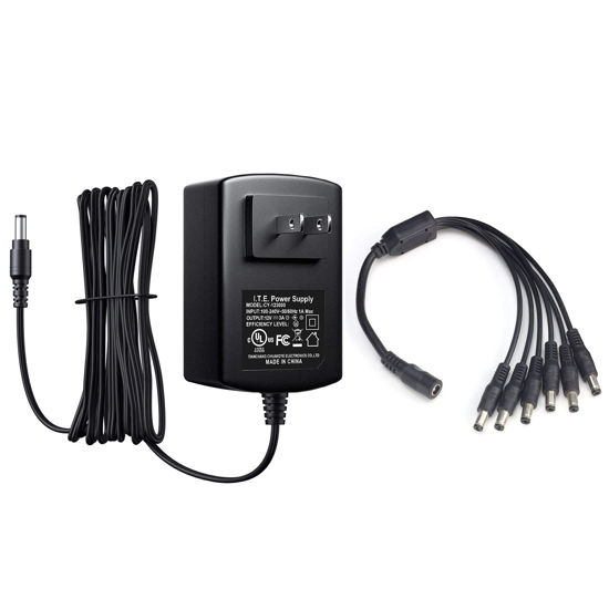 Picture of [UL Certified] AC to DC 12V 3A Power Supply Adapter with 6 Way Splitter Cable for CCTV Security Camera DVR NVR Led Strip UL Listed FCC