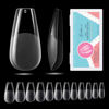 Picture of Gelike EC Soft Gel Nail Tips Kit for Soak Off Nail Extensions, Full Cover, Coffin Shaped, Pre-buff PMMA Resin, Clear Ultra-Thin Design, 11 Sizes, 550 Pieces, Medium Coffin False Press on Nail