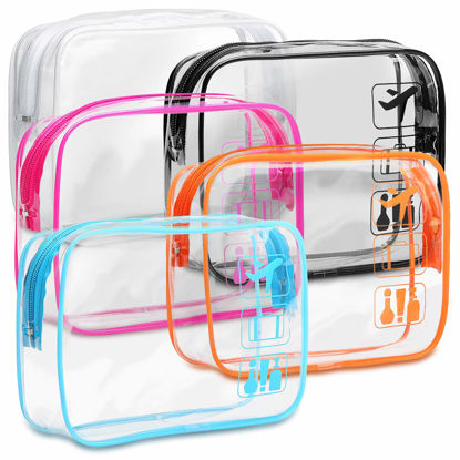 Picture of F-color TSA Approved Toiletry Bag 5 Pack Clear Toiletry Bags - Quart Size Travel Bag, Clear Cosmetic Makeup Bags for Women Men, Carry on Airport Airline Compliant Bag, 5 Colors