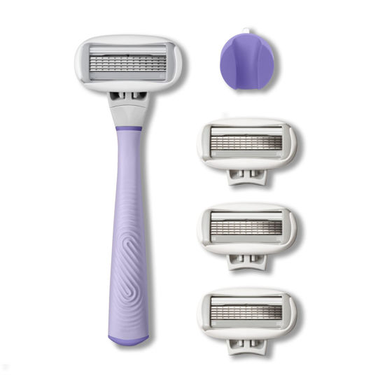 Picture of FLAMINGO 5-Blade Razors for Women - 1 Razor Handle + 4 5-Blade Refills + 1 Shower Holder - Lilac