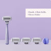 Picture of FLAMINGO 5-Blade Razors for Women - 1 Razor Handle + 4 5-Blade Refills + 1 Shower Holder - Lilac