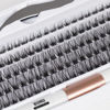Picture of Individual Lashes 120 Cluster Lashes DIY Eyelash Extension Thin Band Wide Stem Lash Clusters with Applicator and Lash Bond and Seal Lash Extension Kit Mix 10-16mm Length C/D Curl - OP17