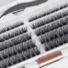 Picture of Individual Lashes 120 Cluster Lashes DIY Eyelash Extension Thin Band Wide Stem Lash Clusters with Applicator and Lash Bond and Seal Lash Extension Kit Mix 10-16mm Length C/D Curl - OP01
