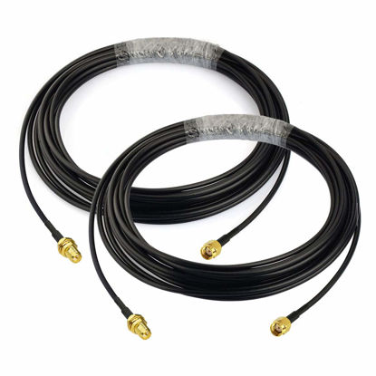 Picture of Bingfu WiFi Antenna Extension Cable 2-Pack RP-SMA Male to RP-SMA Female Bulkhead Mount RG174 Cable 20 feet for WiFi Router Security IP Camera Wireless Network Card Adapter