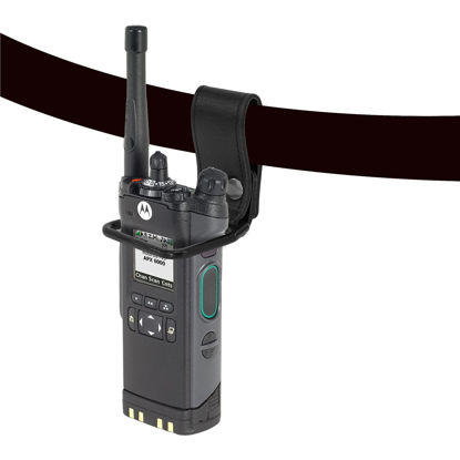 Picture of Rodrivan Leather Duty Belt Radio Holder Compatible with Motorola APX, EMTs - Motorola Radio Holster Suitable for Rescue Belt, Firefighter Gear - Firefighter Radio Strap and Holder
