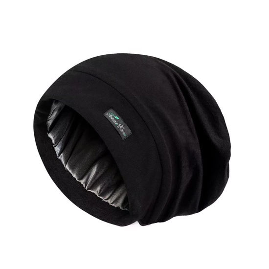 Picture of Women's Soft Slouchy Satin Lined Hat Beanie Cap Light weight Beanie For Long Hair Sleeping