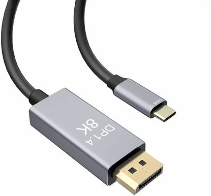 Picture of CABLEDECONN USB-C to DisplayPort 8K Cable 7680x4320 8K@30Hz 4K@144Hz HDTV Adapter 2m Compatible with New MacBook 2019 2020 Dell XPS (1M)
