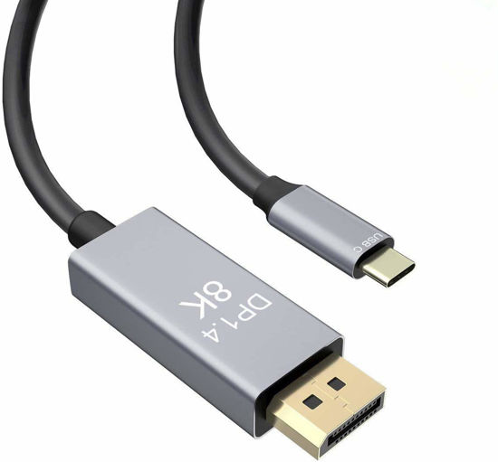 Picture of CABLEDECONN USB-C to DisplayPort 8K Cable 7680x4320 8K@30Hz 4K@144Hz HDTV Adapter 2m Compatible with New MacBook 2019 2020 Dell XPS (1M)