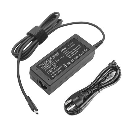 Picture of 65W 45W USB C Laptop Power Replacement Adapter Charger for Lenovo Chromebook/Yoga/ThinkPad L580 L590 E580 E585 P43s P53s with Power Cord