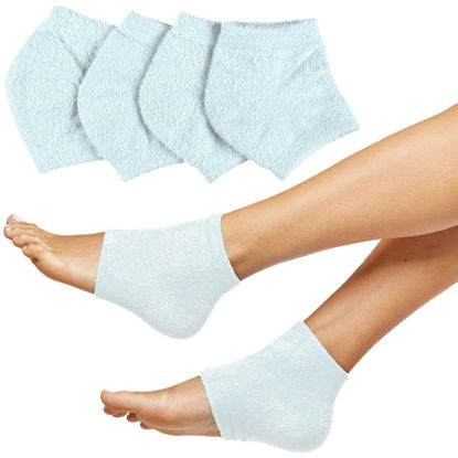 Picture of ZenToes Moisturizing Fuzzy Sleep Socks with Vitamin E, Olive Oil and Jojoba Seed Oil to Soften and Hydrate Dry Cracked Heels (Regular, Slate)2 Pair (Pack of 1)