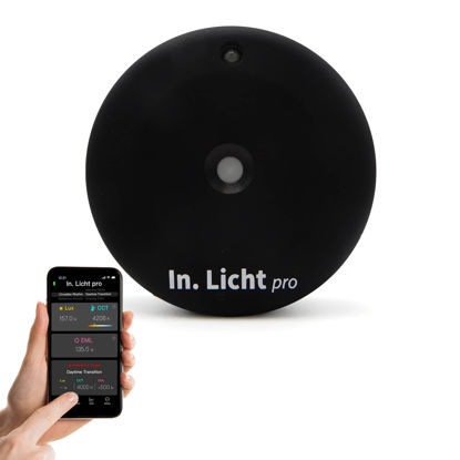 Picture of In. Licht Pro Light Meter with Key Lighting Indexes Including Illuminance, CCT, EML, Contrast & Uniformity for Light Testing, Analysis, and Building a High Quality, Well Lighted Environment - Black