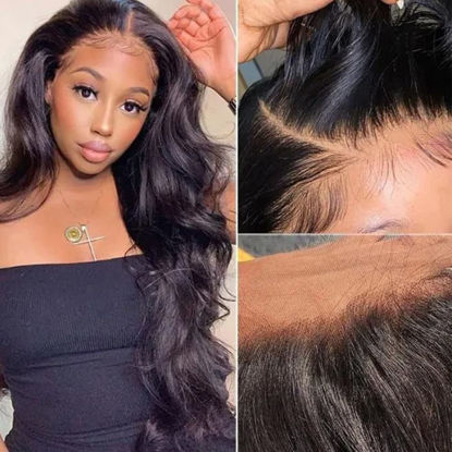 Picture of 13x6 Body Wave Lace Front Wigs Human Hair For Black Women HD Transparent Lace Front Wig Human Hair with Baby Hair Brazilain Virgin Glueless Wigs Human Hair pre plucked Full And Thick (20 Inch, 13x6 Lace Front Wig)