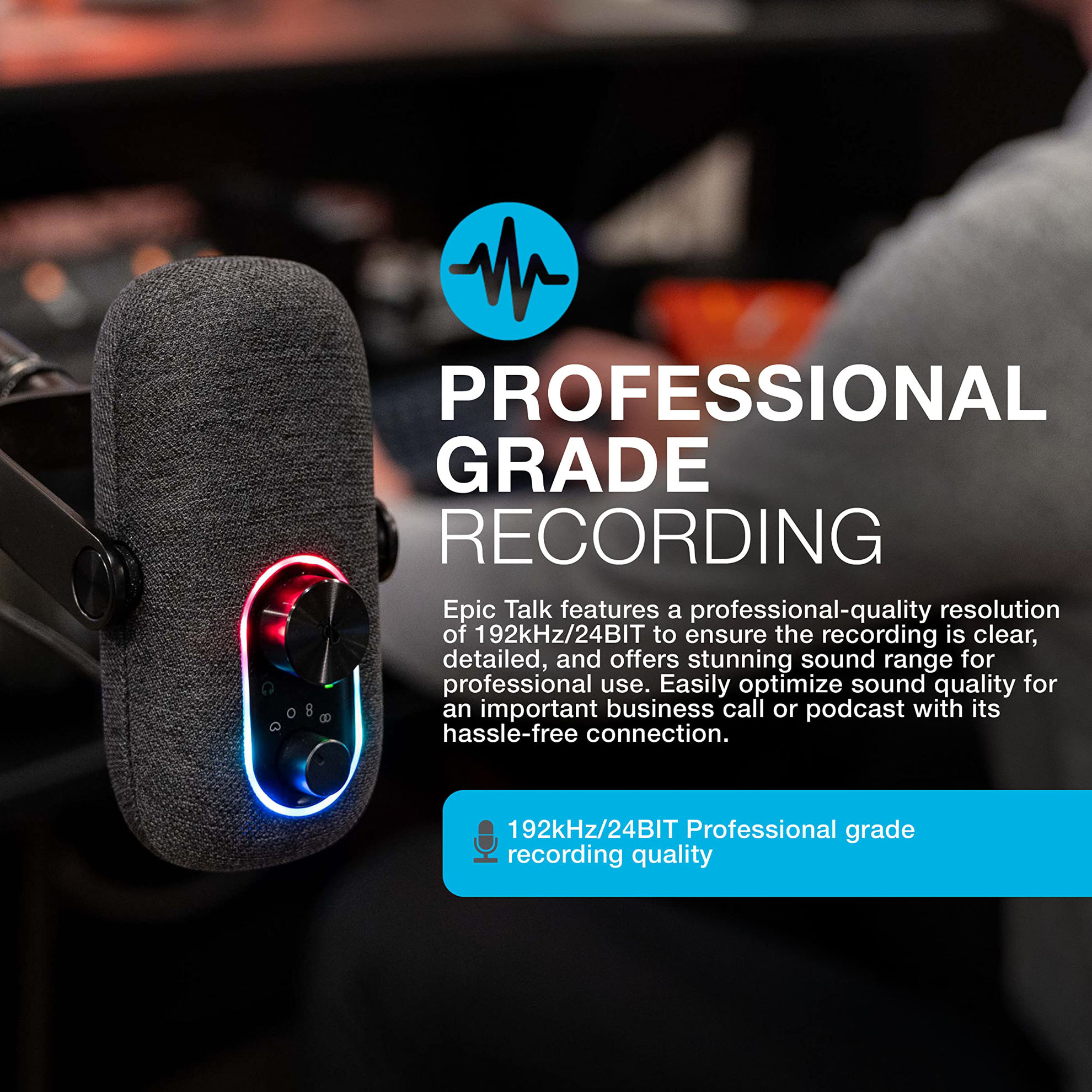 GetUSCart JLab Epic Talk USB Microphone Black USBC Output