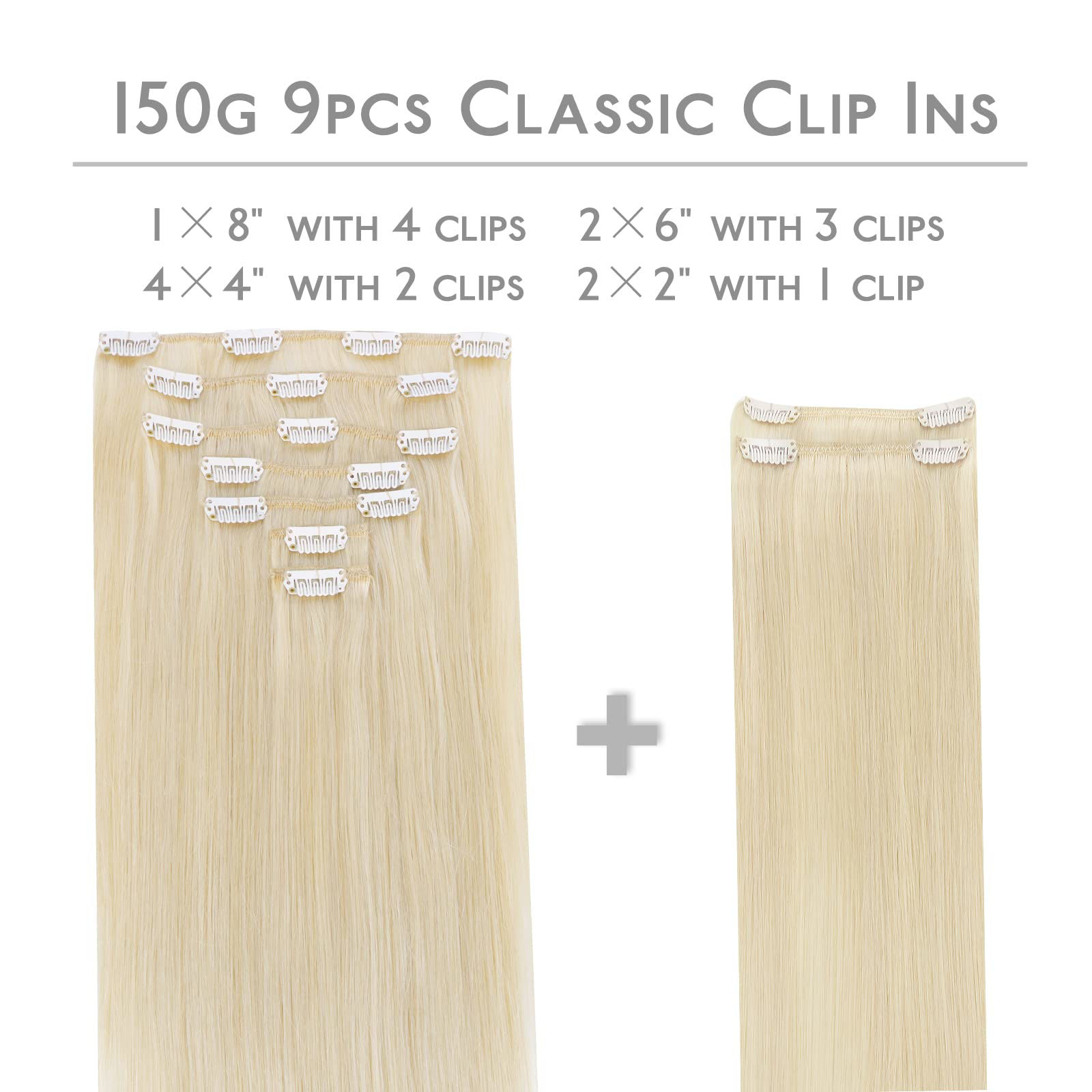 GetUSCart- WENNALIFE Clip in Human Hair Extensions, 20 Inch 150g 9pcs ...