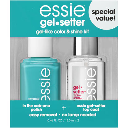 Picture of Essie Gel Setter Longwear & Shine Color Kit, In-The-Cabana, Aqua Blue Nail Polish + Top Coat, Gifts For Women And Men, 0.46Oz Each