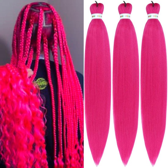 GetUSCart Dark Pink Pre streched Braiding Hair Easy to Use Pre