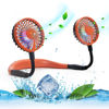 Picture of VAGAU Portable Cooling Neck Fan, Rechargeable USB Personal Neck Fan with Colorful LED lights, 360° Rotation, Wearable Neck Fan Air Conditioner for Office Travel Sport, 3 Adjustable Speeds（Orange）