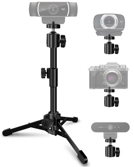 Picture of Mictop Desktop Webcam Tripod Stand, Extendable Webcam Camera Stand Tripod for Logitech Stream Webcam C925e C922x C922 C930e C930 C920 C615 and Other Devices with 1/4" Thread