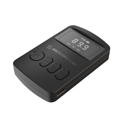 Picture of Scosche BTTRFM-SP1 Portable Bluetooth Transmitter/Receiver, FM Transmitter and Wireless Audio Receiver for TV, Headphones, Home/Car Stereo, Airplane Entertainment and more, up to 7 Hour Battery Life